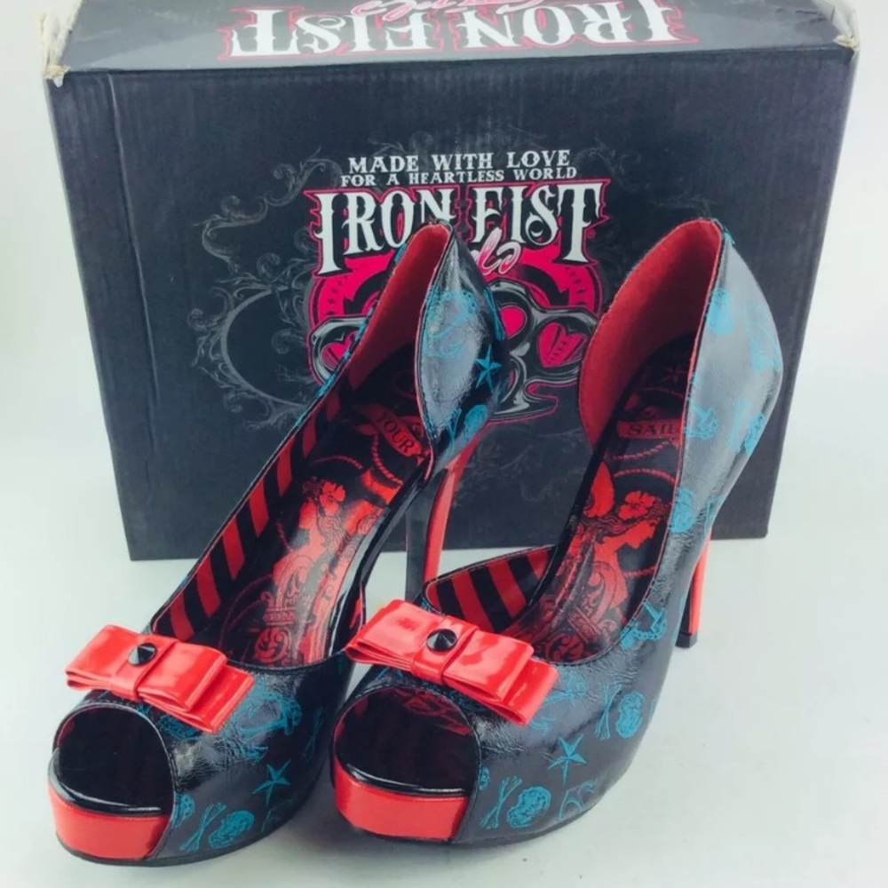 Iron first peep toe heels